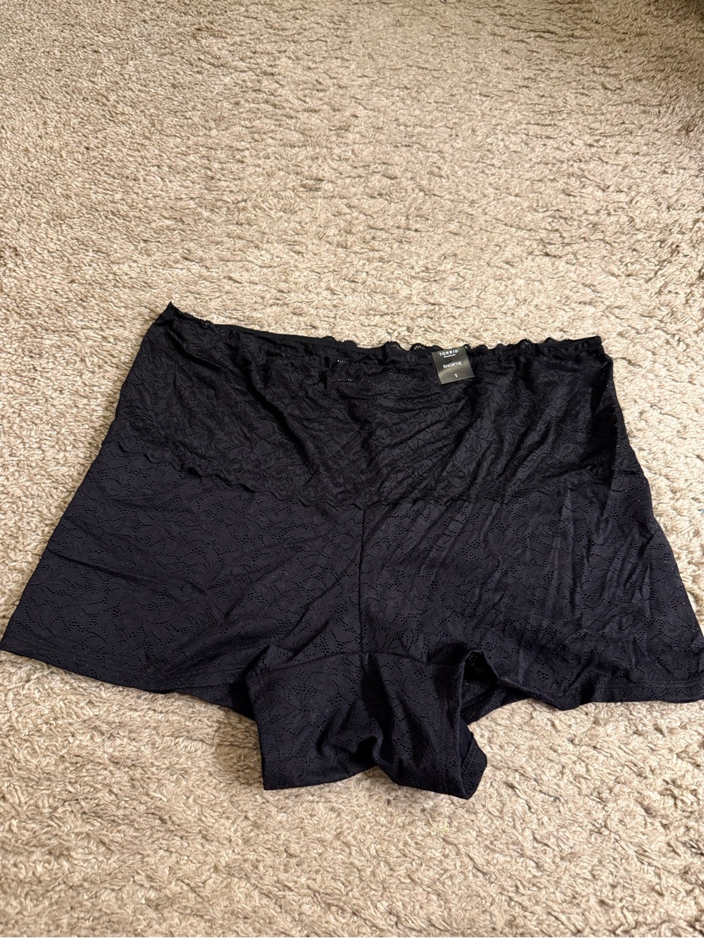 torrid Black 4-Way Stretch Lace Mid Rise Shortie Panty Underwear - size 1